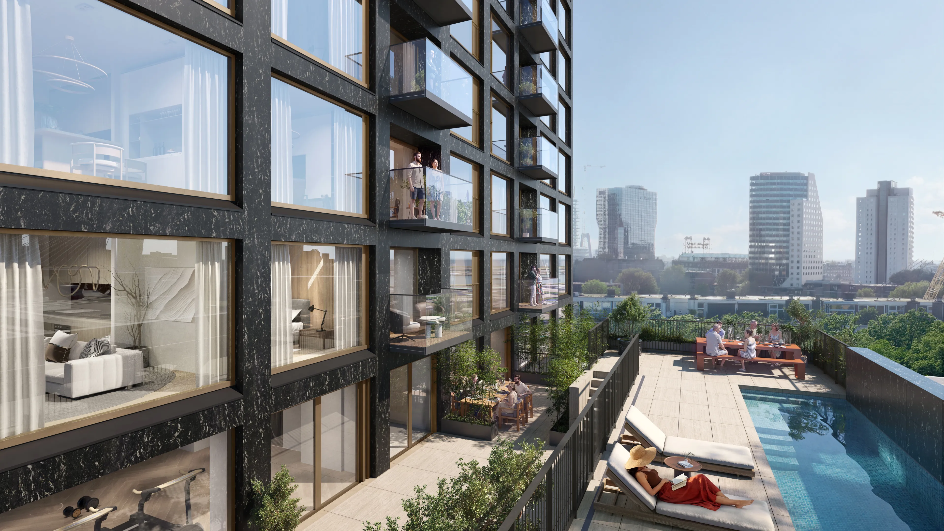 The BaanTower — dakterras met zwembad en uitzicht over Rotterdam